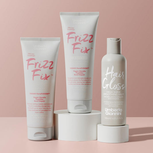 Umberto Giannini Frizzy Hair Rescue Kit - Includes Frizz Fix Shampoo, Conditioner + Shine Balm For Long Lasting Hold + Smooth Hair - For All Hair Types - Glass Hair Finish