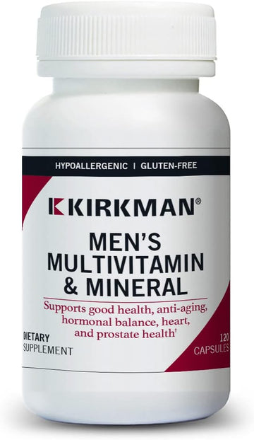 Kirkman 60 To 90 Men’S Multi-Vitamin And Mineral Boost || 120 Vegetarian Capsules || Provides Comprehensive Vitamin And Mineral Support For Senior Men || Gluten And Casein Free