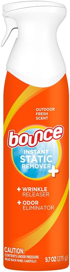 Bounce Anti Static Spray, 3 in 1 Instant Anti Static Spray & Instant Wrinkle Release, Odor Eliminator and Fabric Refresher Spray (9.7 Fl Oz, Pack of 1)
