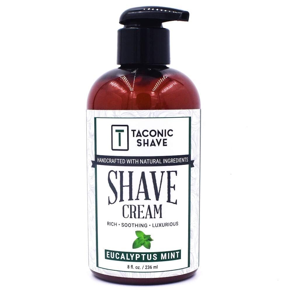 Taconic Shave, Natural Shaving Cream - Eucalyptus & Mint – Ultra-Rich High Lather Formula – Natural Shave Cream For Men & Women In 8 Oz. Pump Bottle – Scented Shaving Cream