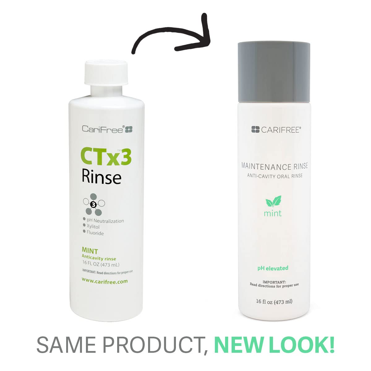 CariFree CTx3 Fluoride Rinse Dentist Recommended Mouthwash, Anti-Cavity, Neutralizes Oral pH (Mint) : Health & Household