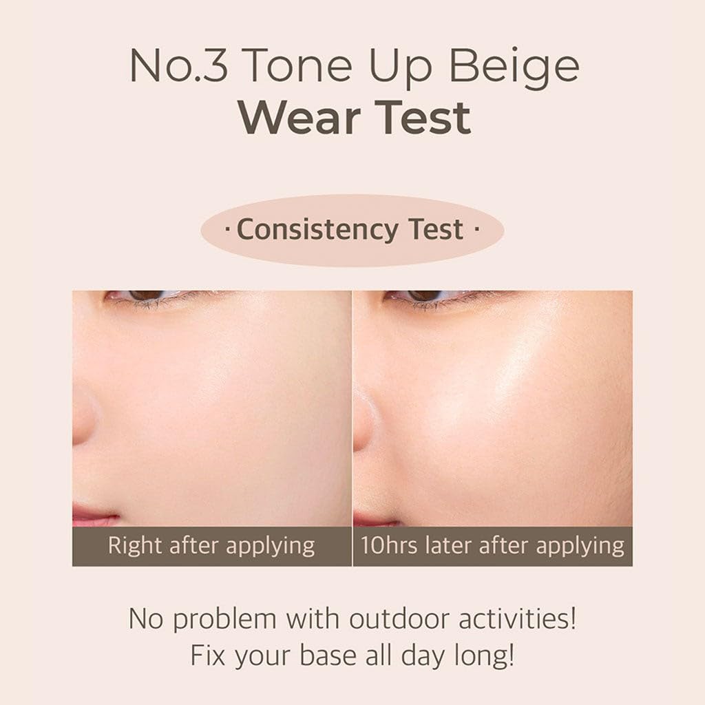 numbuzin No.3 Porcelain Base-skip Tone Up Beige | Powdery Finish, Light, Natural Coverage, Tinted, Beige Color | 1.69 fl oz : Beauty & Personal Care