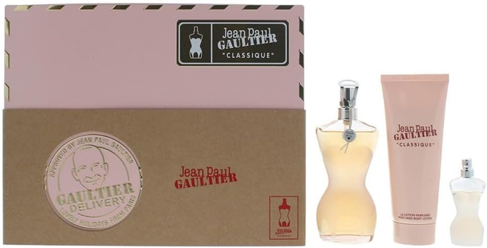 Jean Paul Gaultier Classique 3 Piece Gift Set: Eau De Toilette 50Ml - Eau De Toilette 6Ml - Body Lotion 75Ml