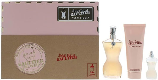 Jean Paul Gaultier Classique 3 Piece Gift Set: Eau De Toilette 50Ml - Eau De Toilette 6Ml - Body Lotion 75Ml