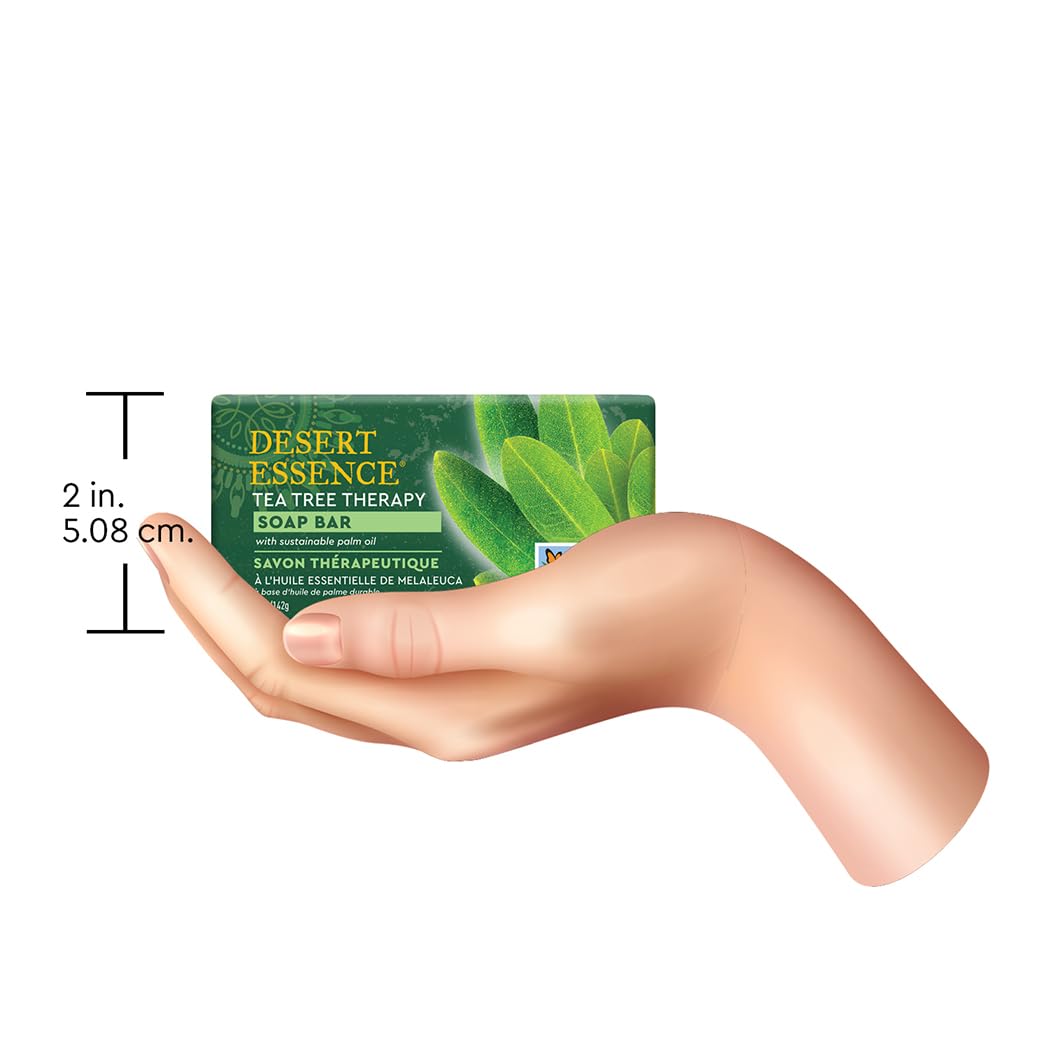 Desert Essence Tea Tree Therapy Cleansing Soap Bar - Botanically-Based With Sustainable Palm Oil, Eco-Harvest® Tea Tree, Jojoba Oil, Aloe – Safe For Sensitive Skin, Face & Body, Vegan, Cruelty-Free : Beauty & Personal Care