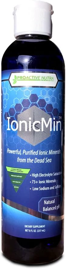 IonicMin - 73+ Purified Ionic Minerals from The Dead Sea, Trace Minerals - High Electrolyte, Low Sodium, Low Sulfate Mineral Supplements, No Preservatives, avors, Sweeteners - 8 .