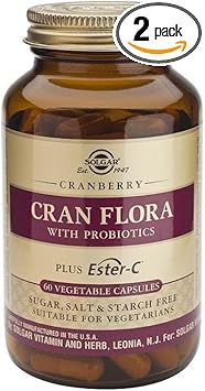 Solgar Cran Flora With Probiotics Plus Ester-C, 60 Vegetable Capsules - 2 Pack - Supports Urinary Tract, Immune & Intestinal Health - Cranberry Powder For Digestion - Non Gmo - 30 Servings Per Pack