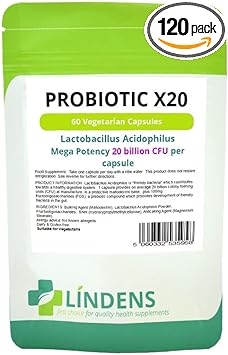 Lindens Probiotic Ultra 2-Pack 120 Capsules Acidophilus Huge 20 Billion Bacteria : Health & Household
