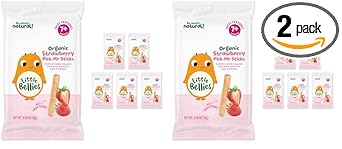 Little Bellies Organic Strawberry Pick-Me Sticks Baby Snack (Pack Of 10 X 0.56 Oz Individual Packs)