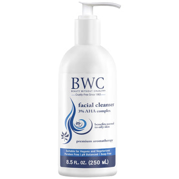 Beauty Without Cruelty Aha Facial Cleanser – Exfoliating Face Wash With Botanicals & Essential Oils, Benefits Normal To Oily Skin, Vegan-Friendly & Cruelty-Free, 8.5 Fl Oz