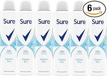 Sure Women Cotton Dry Anti-Perspirant Deodorant Aerosol Motionsense Technology Anti-Perspirant Deodorant Spray 48H Protection Against Sweat And Odour 6X 150 Ml
