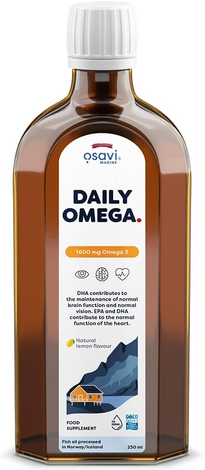 Osavi Daily Omega 1600 Mg – 500 Ml Oil | Omega–3 | Natural Lemon Flavor | Sustainable Wild Cod Oil From Norway With Dha & Epa For Brain, Heart & Vision Support | Highly Absorbable, Clean Label