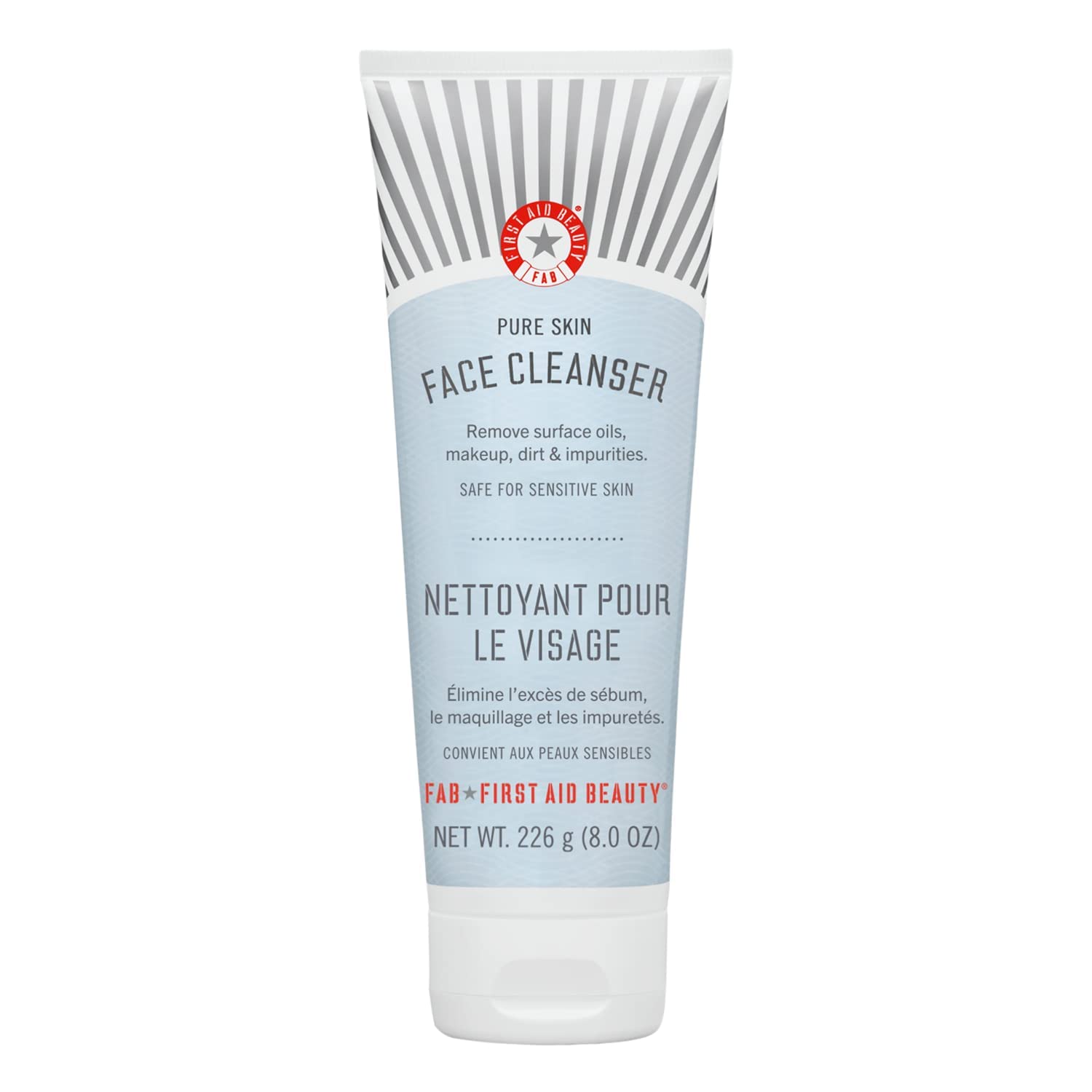 First Aid Beauty Pure Skin Face Cleanser, Sensitive Skin Cream Cleanser With Antioxidant Booster, 8 Oz