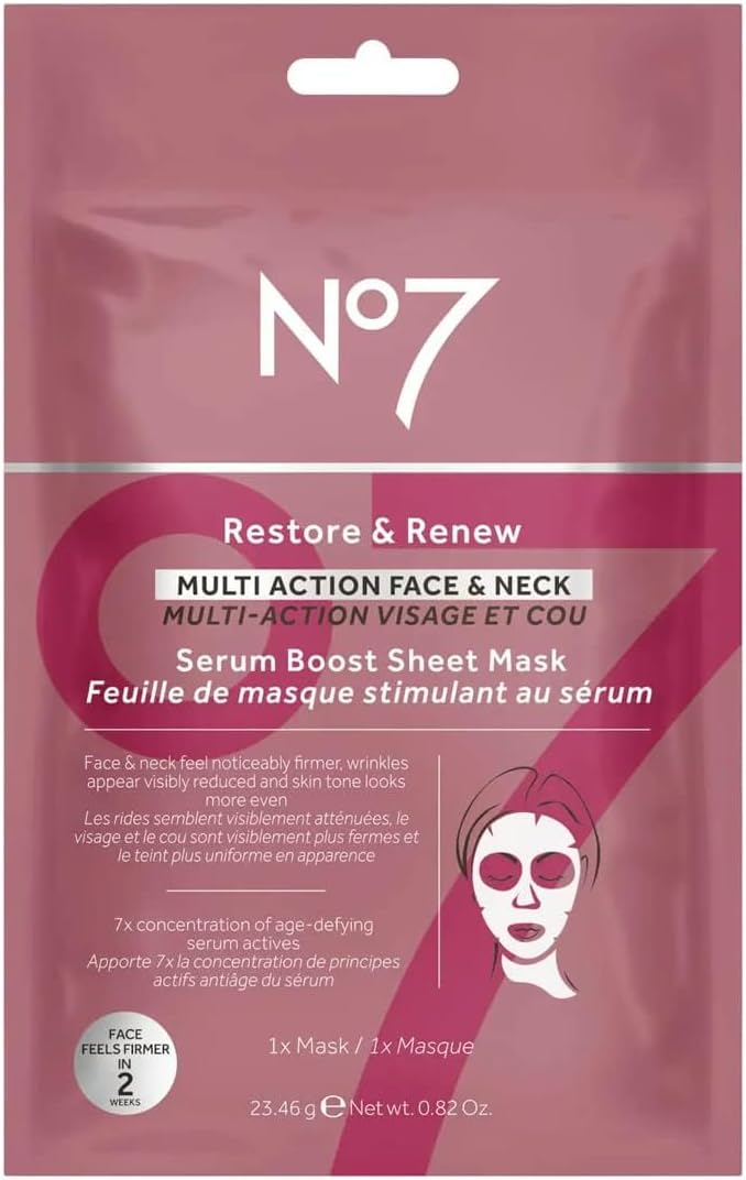 No7 Restore & Renew Face & Neck Multi Action Serum Boost Sheet Masks
