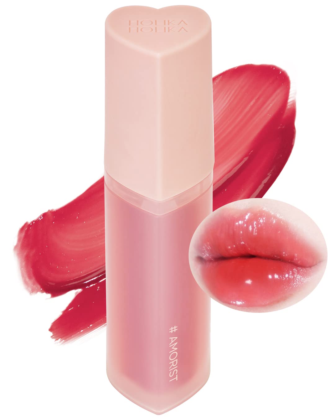 Holika Holika Heart Crush Bare Glaze Tint - K-Beauty Girlish & Juicy Color Lip Tint With Moisture Essence, Long-Lasting Moisture & High Shine, 0.1 Fl.Oz. (01 Amorist)