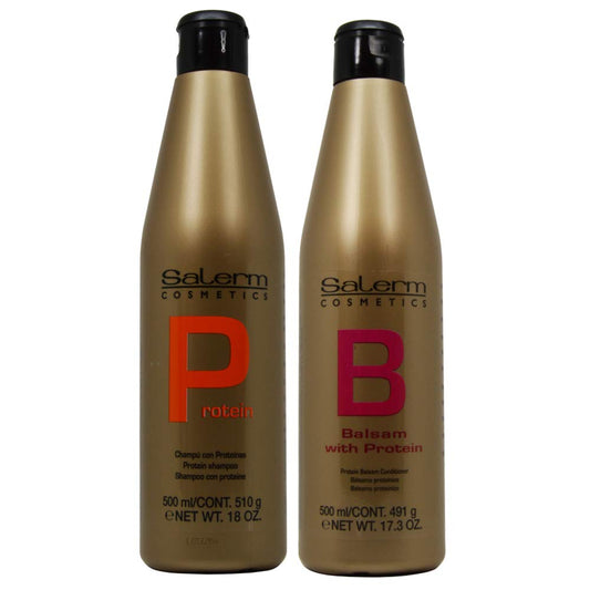 Salerm Cosmetics Protein Shampoo And Protein Balsam Conditioner Duo Set (18Ounce And 17.3Ounce) : Beauty & Personal Care