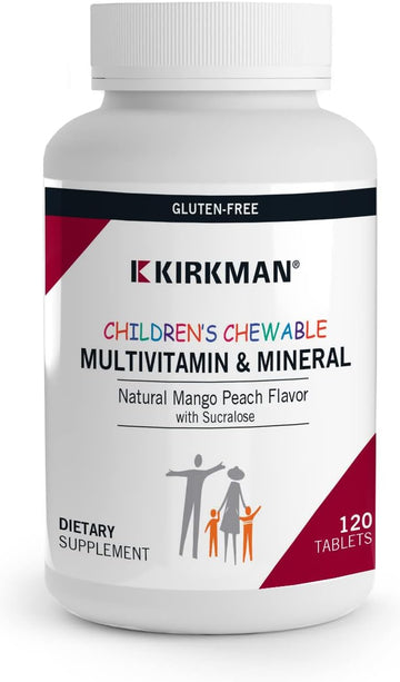 Kirkman - Children'S Chewable Multivitamin & Mineral Wafers - 120 Tablets - Potent Broad Spectrum Vitamin/Mineral Supplement - With Coenzyme Q-10 (Coq10) - Natural Mango Peach Flavor