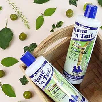 Mane 'N Tail Herbal Gro Shampoo And Conditioner Twin Pack, Nourishes And Strengthens, Olive Oil And Keratin, 355 Ml (Pack Of 1)