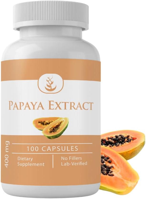 Pure Original Ingredients Papaya Extract, Always Pure, No Additives Or Fillers, Lab Verified (100 Capsules) : Health & Household