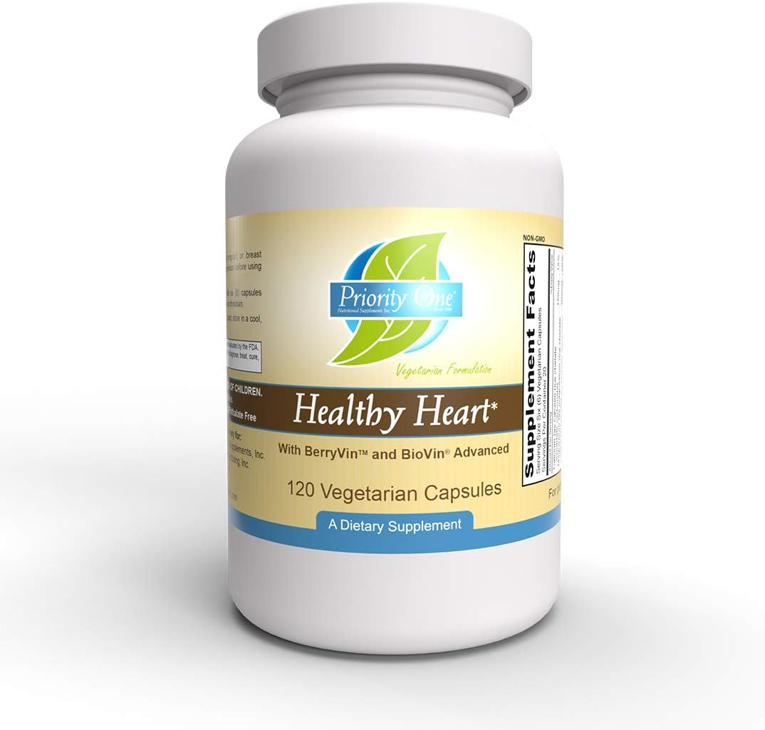Priority One Vitamins Healthy Heart 120 Vegetarian Capsules - Supporting a Healthy Cardiovascular System
