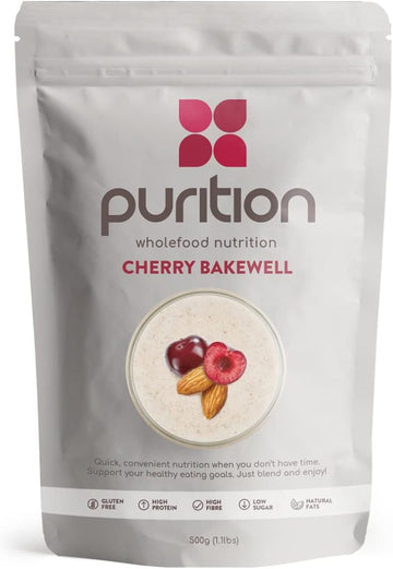 Purition Cherry Bakewell Large Bag | Premium High Protein Powder For Keto Shakes And Smoothies With Only Natural Ingredients For Weight Management | 1 X 12 Meal Bag