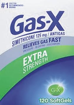 Gas-X Extra 125mg Strength Gas Relief Simethicone 120 Softgels : Health & Household