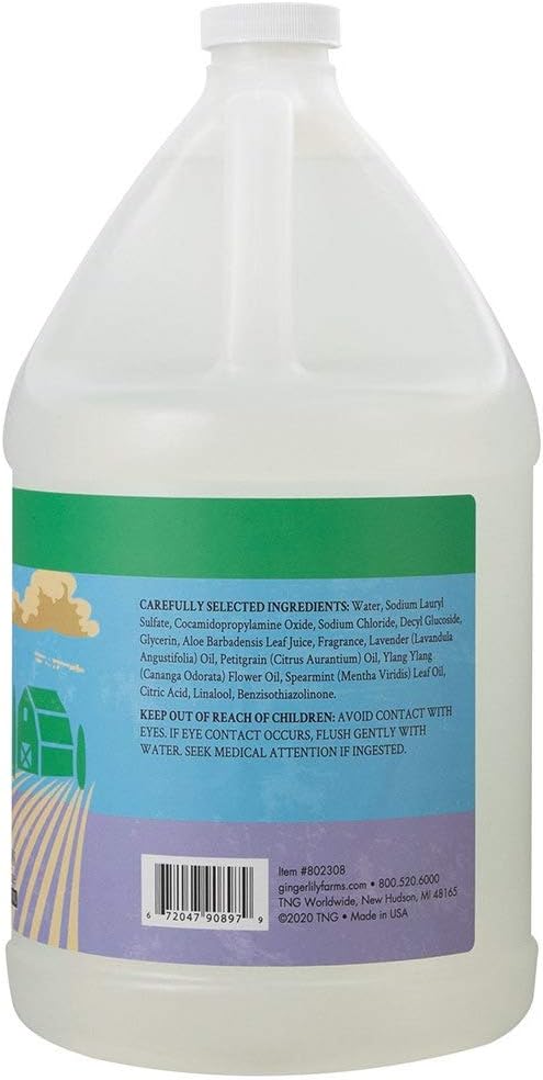 Ginger Lily Farms Botanicals Plant-Based Liquid Dish Soap, Concentrated Formula with Max Grease Cleaning Power, Cruelty-Free, Basil Scent, 1 Gallon Refill (128 Fl. Oz.)