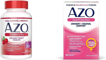 Azo Cranberry Pro Urinary Tract Health Supplement 600Mg Pacran, 1 Serving = More Than 1 Glass Of Cranberry Juice 100 Ct + Dual Protection, Urinary + Vaginal Support* 30 Count