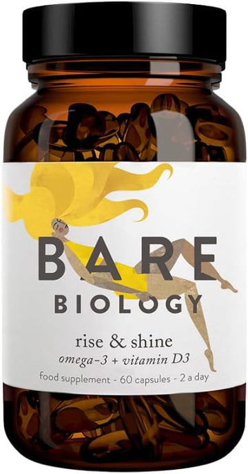 Bare Biology Omega 3 + Vitamin D3 - Rise & Shine Capsules (30 Servings) Pure Fish Oil Epa 755Mg Dha 377Mg Plus High Strength D3 Vitamin 1000Iu, Immune System Booster