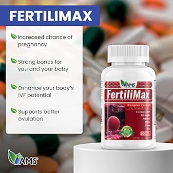 America Medic & Science Fertilimax, Fertility Supplements For Women, Supports Reproductive Health & Fertility Treatment, With Folate, Coq10, Dhea, Iron, Selenium, 90 Capsules