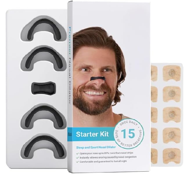 Breathing Nasal Strip Starter Kit, Reduce Snoring, Improve Sleep Quality, Anti Snoring Devices, Snore Stopper, Skin Safe Nasal Strips, Portable Snore Free Devices for Ease Breathing Men & Women