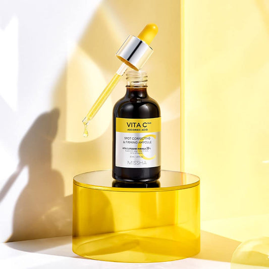 MISSHA Vita C Plus Spot Correcting & Firming Ampoule, Vitamin C Serum, Korean Serum for Face, Korean Skin Care For Aging Dull skin, Dark spots, 1.01 Fl oz/30ml