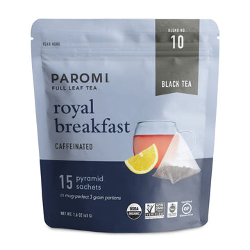 Paromi Royal Breakfast Black Tea, Resealable Pouch, 15 Count