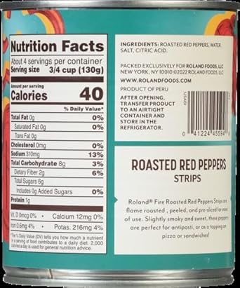 Roland Foods Fire-Roasted Red Pepper Strips, 28 Ounce Can, Pack Of 4