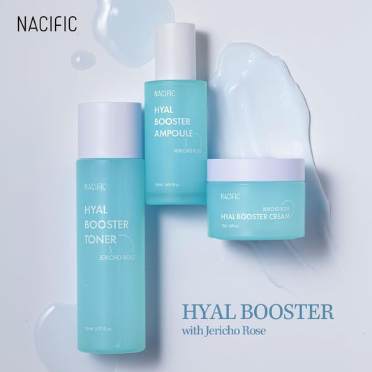 Nacific Hyal Booster Hydrating Set Toner 150Ml 5.07Fl.Oz, Ampoule 50Ml 1.69Fl.Oz, Cream 50Ml 1.69Fl.Oz Hyaluronic Acid Hydration And Calming, Ph5.5 Balanced Korean Skincare For All Skin Types