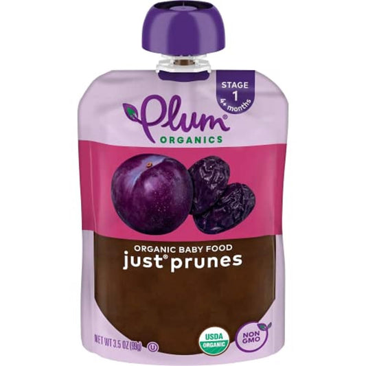 Plum Organics | Stage 1 | Organic Baby Food Meals [4+ Months] | Just Prune | 3.5 Ounce Pouch (Pack Of 6) Packaging May Vary