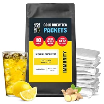 Tiesta Tea - Meyer Lemon Zest Cold Brew, Premium Loose Leaf Blend, Non-Caffeinated Iced Tea, 10 Cold Brew Tea Packets - Brews One 64Oz Pitcher