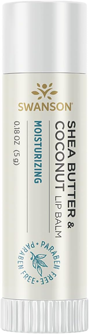 Swanson Shea Butter And Coconut Lip Balm - 0.18 Ounce (5 G) - Hydrating Lip Balm With Shea Butter And Coconut Oil