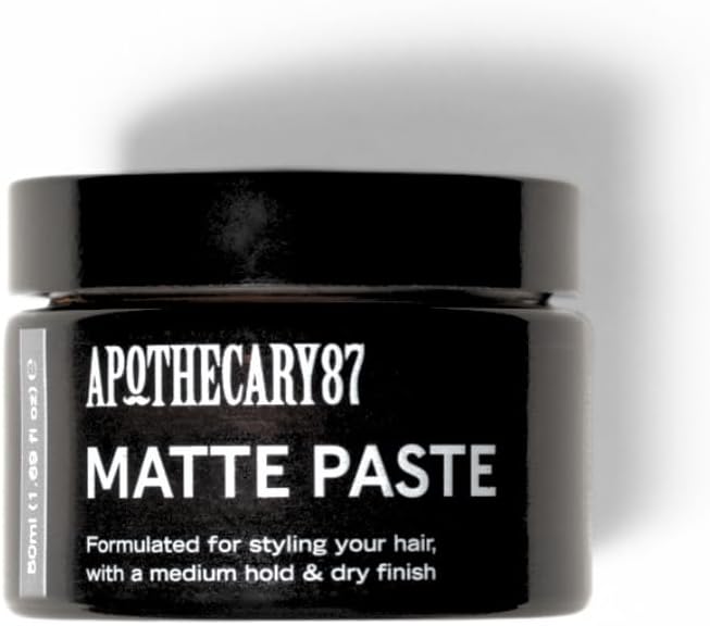 Apothecary 87 Matte Paste | Matte Finish, Medium Hold, Light Weight Hair Styling Paste | Creates Volume, Texture & Hold | All Hair Types | Premium Formulation | 50Ml