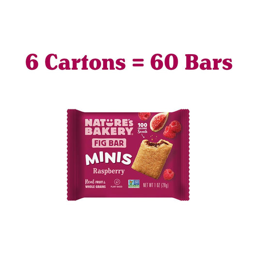 Nature'S Bakery Fig Bar Minis, Raspberry, Whole Grain, Vegan Friendly, Kosher, Non-Gmo, 10 Ounce (Pack Of 6)