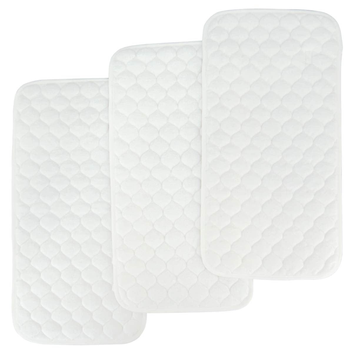 Bluesnail Quilted Thicker Waterproof Changing Pad Liners,3 Count(Snow White 13” X 27”)
