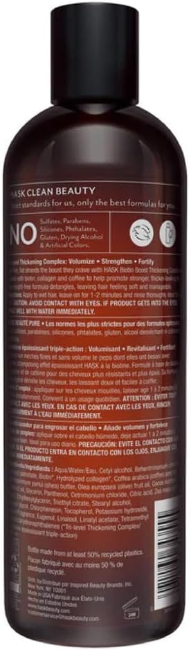 Hask Biotin Boost Thickening Conditioner, Thickening For All Hair Types, Colour Safe, Gluten-Free, Sulfate-Free, Paraben-Free - 1 355Ml Bottle