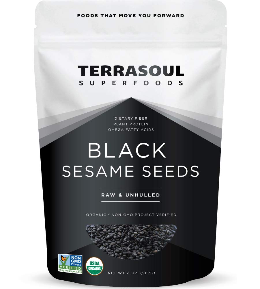 Terrasoul Superfoods Organic Black Sesame Seeds, 2 Lbs - Raw | Unhulled | Lab-Tested