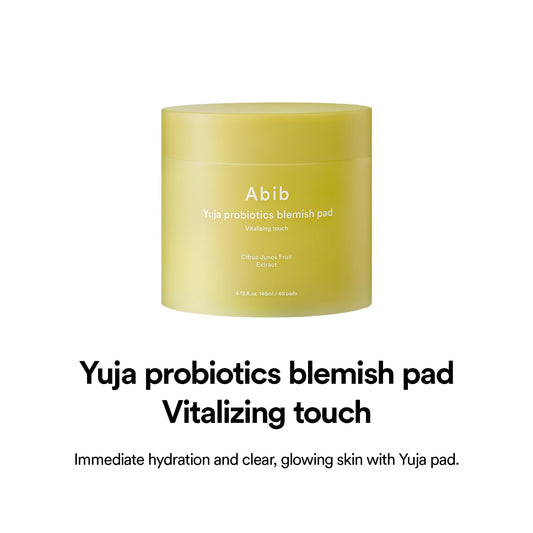 Abib Yuja Probiotics Blemish Pad Vitalizing Touch 60 Pads I Toner for Face, Facial Brightening Toner Pad, Mild Exfoliating Soothing