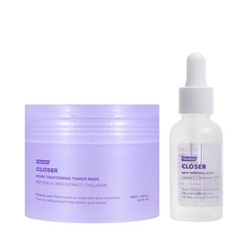 Frankly Pore Minimizing Set | Toner Pads & Serum | Peptide-Infused Serum & Hydrating Jelly Pads | Anti-Aging, Pore Care, And Skin Firming Duo