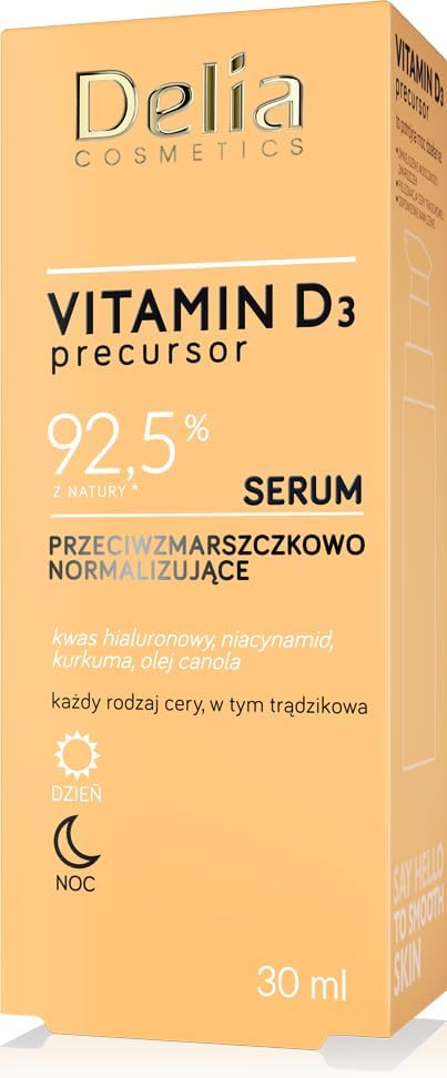 Delia Cosmetics – Vitamin D3 Precursor - Anti-Wrinkle Normalising Serum - All Skin Types – Acne Skin – Hydrating – Firming – Hyaluronic Acid – Niacinamide – Tumeric – Canola Oil – 30ml : Amazon.co.uk: Beauty