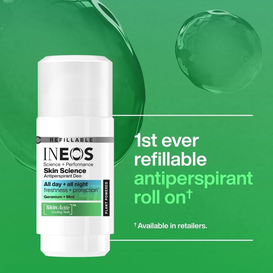 INEOS Skin Science - All Day + All Night 24H Freshness + Protection Antipersprirant Deodorant Roll On Geranium + Mint - With SkinActiv Cooling Tech™ - Plant Powered 50ml : Amazon.co.uk: Beauty