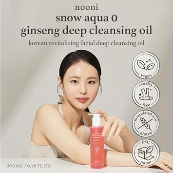 Nooni Korean Cleansing Oil - Snow Aqua 0 Ginseng Deep Cleansing Oil, 6.76 Fl.Oz (200 Ml)*2Ea | Makeup Double Cleansing, Glass Skin, Eggie Skin, Helps Control Sebum, Revitalizing Care For Face