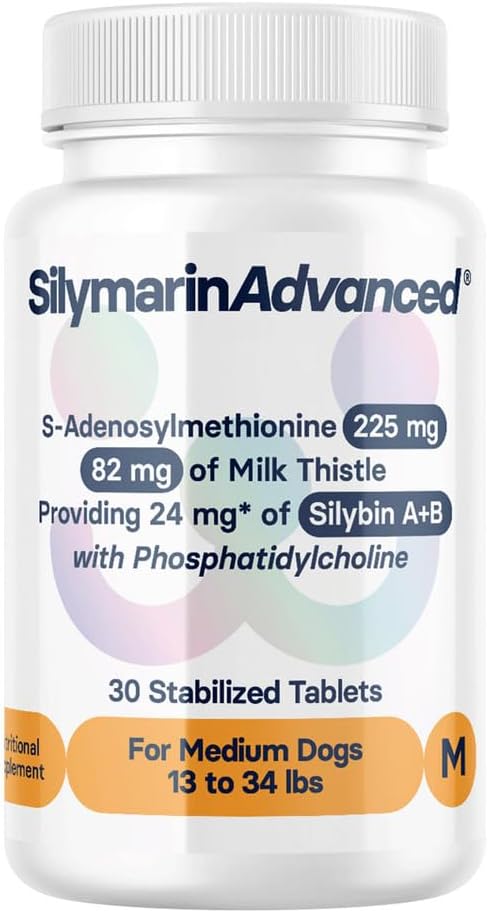 Liver Health Supplement For Medium Dogs, S-Adenosylmethionine (Same) And Silybin, Liver Tablets, Cognitive Support, 30 Tablets