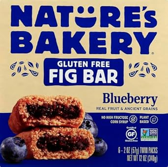 Nature’S Bakery Gluten Free Fig Bars, Blueberry, Real Fruit, Vegan, Non-Gmo, Snack Bar, 1 Box With 6 Twin Packs (6 Twin Packs)